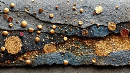 close up view recycled paper background with inclusions golden particles surface,photo stock