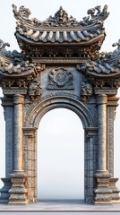 Naklejka premium Detailed stone archway Chinese gate high resolution image