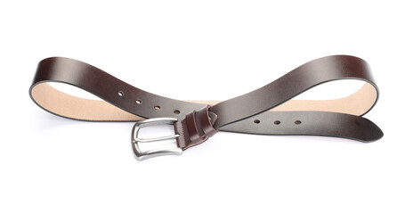 Obraz premium One brown leather belt isolated on white