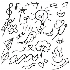 Collection of Hand-Drawn Doodle Vector Elements for Creative Design Projects