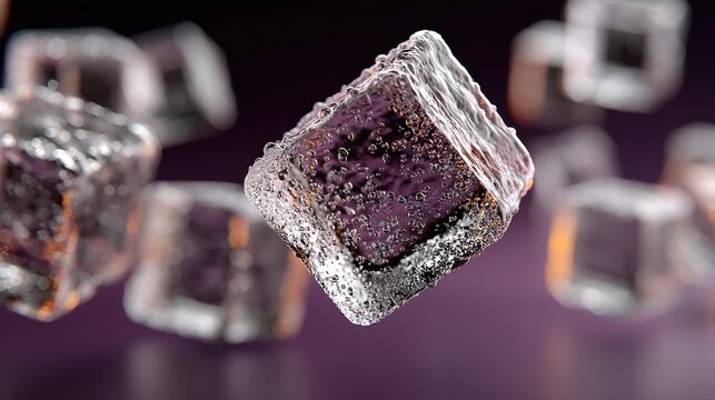 connected cubes on violet background block chain data science or technology concept 3d rendering illustration.stock photo