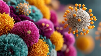 coronaviruses influenza 3d render coronavirus covid 19 colorful background.stock photo