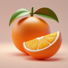 Fresh, juicy citrus fruit orange with green leaves isolated on white