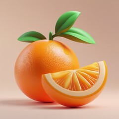 Fresh juicy citrus fruit orange with green leaf isolated on white