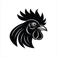  Rooster Head Silhouette Vector Illustration