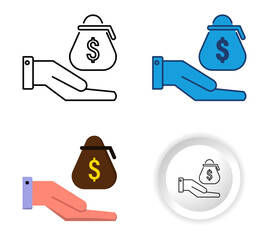Modern and professional Income icons designed in four different styles, flat, outline, glyph and minimal button. Perfect for personal finance projects, banking apps, etc.