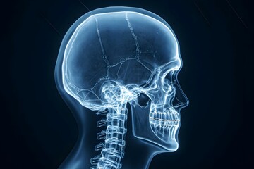Medical Imaging X Ray of Human Skull and Cervical Spine Anatomy for Healthcare Professionals.