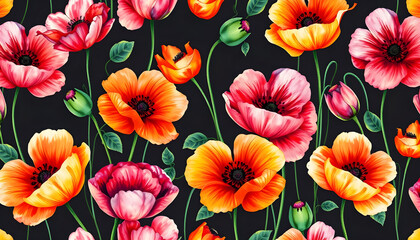 Vibrant floral patterns nature digital art colorful background close-up decorative design