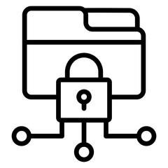 Data Encryption Vector Line Icon Design