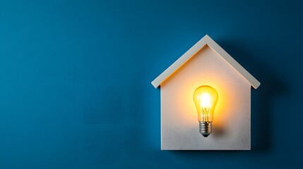 Glowing light bulb in a house frame symbolizes innovative real estate investment.