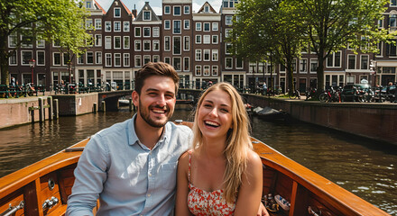 Couple Traveling Through Amsterdam	