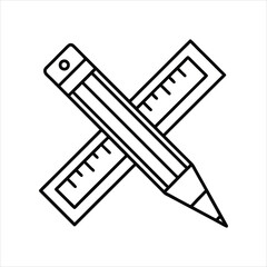 Simple Pencil Ruler Icon Sign for Education Design