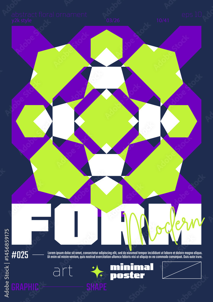 Poster modern abstract poster, raster version of high quality and resolution, artwork with geometric postmo