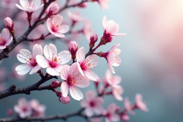 Obraz premium Intricate sakura branch pattern, full bloom, white & pink petals , nature, pattern