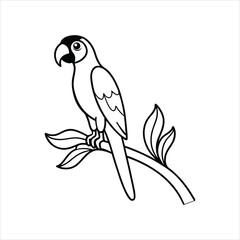 Tropical Jungle Parrot Macaw with Bright Plumage Vector Art