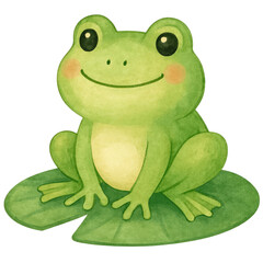 Frog sitting on lily pad with big smile