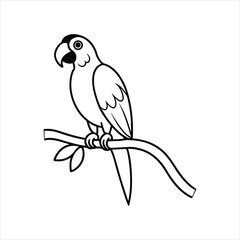 Vibrant Parrot Macaw on Green Tree Branch Vector Art