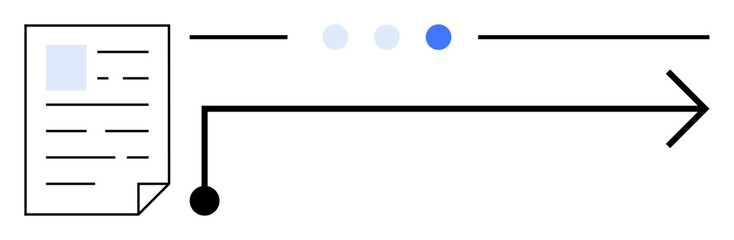 Document linked to progress dots and bold arrow conveying workflow progress and direction. Ideal for communication, workflow, process, productivity, strategy, progress, simple landing page