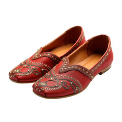 Traditional Indian Jutti Shoes on Transparent Background