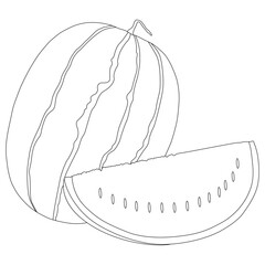 Watermelon line art vector design. Watermelon outline illustration design.