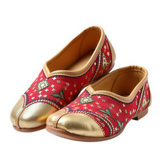 Traditional Indian Jutti Shoes on Transparent Background
