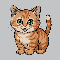 Fototapeta premium A cute and fluffy cat sitting gracefully, with soft white and grey fur, and sparkling eyes. This adorable pet is known for its playful, curious, and affectionate nature. Ideal for pet lovers, animal p