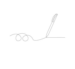 continuous line drawing of thin strokes of pen writing waves,white background, Pencil symbol of learning concept in simple style. Contour icon. Scribble vector