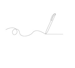 continuous line drawing of thin strokes of pen writing waves,white background, Pencil symbol of learning concept in simple style. Contour icon. Scribble vector