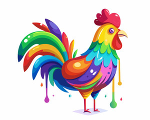 Colorful Rooster Illustration Paint Splatter Design