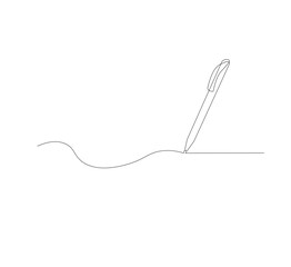 continuous line drawing of thin strokes of pen writing waves,white background, Pencil symbol of learning concept in simple style. Contour icon. Scribble vector