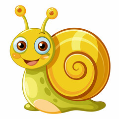Cute Cartoon Snail Illustration Happy Smiling Shell