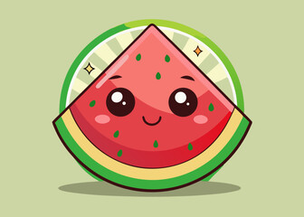 Cute Cartoon Watermelon Slice Illustration Summer Fruit