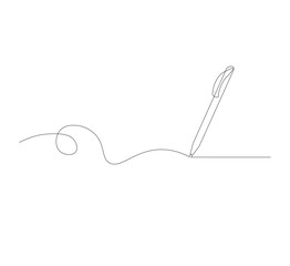continuous line drawing of thin strokes of pen writing waves,white background, Pencil symbol of learning concept in simple style. Contour icon. Scribble vector
