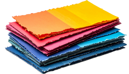 stack of colorful fabric, or paper swatches of color, isolated 