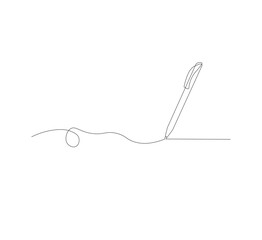 continuous line drawing of thin strokes of pen writing waves,white background, Pencil symbol of learning concept in simple style. Contour icon. Scribble vector