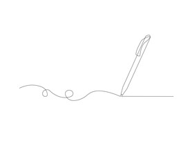 continuous line drawing of thin strokes of pen writing waves,white background, Pencil symbol of learning concept in simple style. Contour icon. Scribble vector