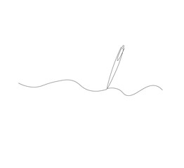 Classic pen continuous line drawing. White background. Pen icon. Back to school or college concept. Education, learning knowledge for humanity. 