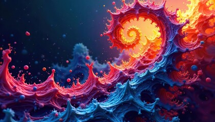 Abstract fractal art, swirling chaos of color and form, art, artwork, digital