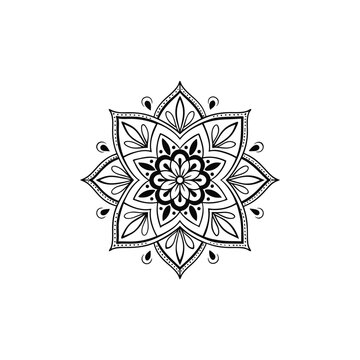 Circular pattern in the form of a mandala. Henna tatoo mandala. Mehndi style. Decorative pattern in oriental style. Coloring book page.