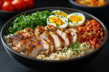 Fototapeta premium Chicken Rice Bowl with Healthy Meal.