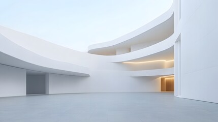 Obraz premium Futuristic white architectural structure with geometric lighting design