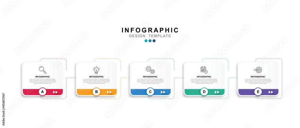 Poster Vector Infographic label design template with icons and 5 options or steps. for your business data. Vector Illustration.