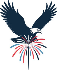 Naklejka premium Happy Independence Day, 4th July silhouette vector illustration,n white background