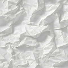 Obraz premium Crumpled paper texture in white, flattened view, transparent background