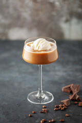 Boozy Frozen Espresso Martini Slushie Cocktail in cocktail glasses