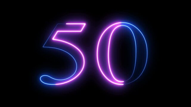 Glowing neon number neon light colorful number illustration. Neon digital number. Educational mathematics concept