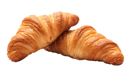 two croissants are sitting on a white surface