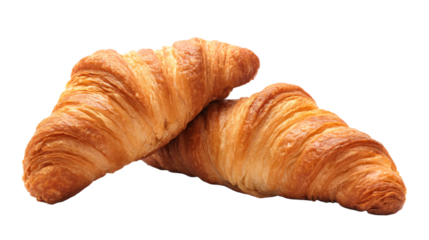 two croissants are sitting on a white surface