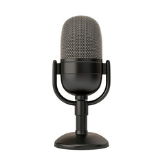 Professional podcast microphone isolated transparency background, perfect for audio recording and broadcasting. Ideal for creators and enthusiasts