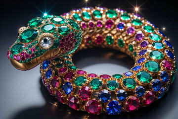 snake jewellery with gems and diamonds